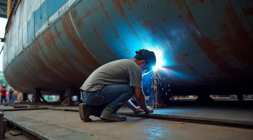 How Long Does Hull Replating Take at an Indonesian Shipyard?